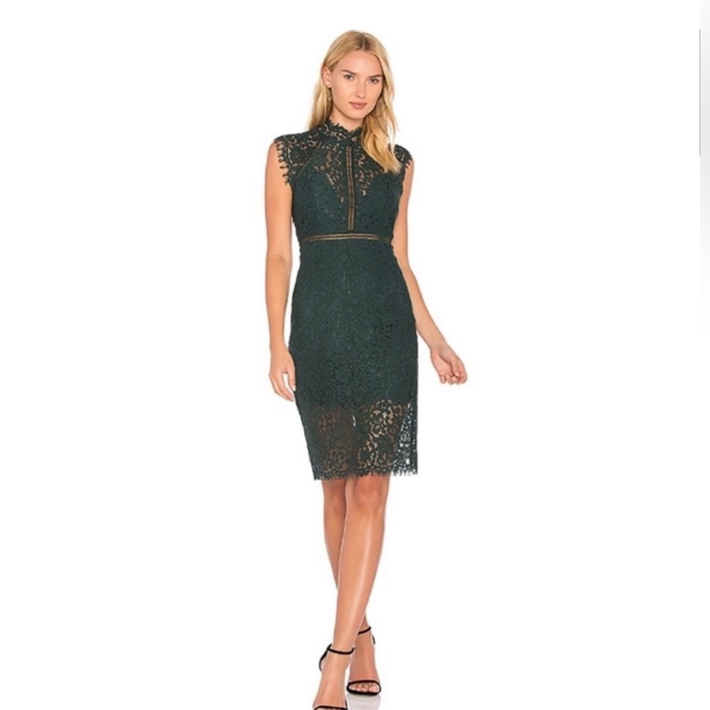 Bardot Green Sheath Midi Dress Mock Neck Sleeveless - Picture 1 of 16